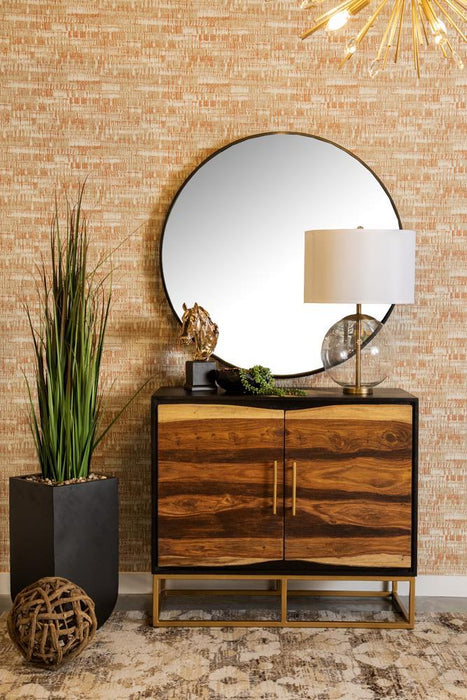 Zara 2-door Accent Cabinet Black Walnut and Gold - Venta Furnishings (San Antonio,TX)