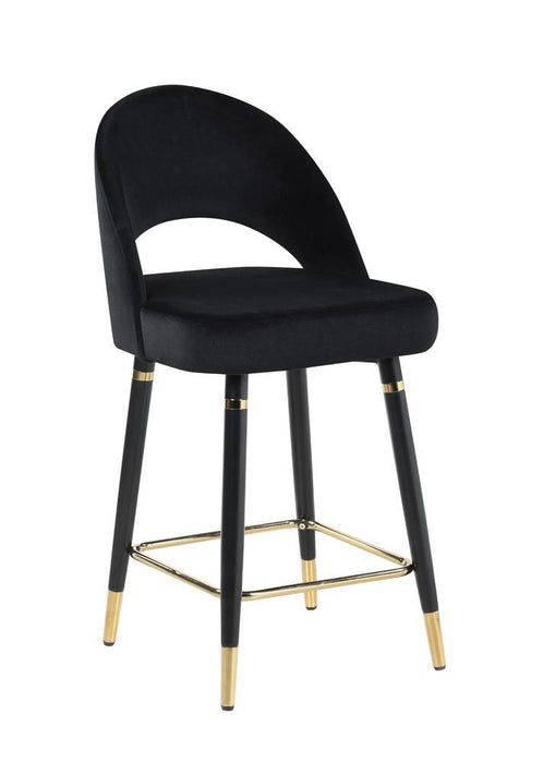 Lindsey Arched Back Upholstered Counter Height Stools Black (Set of 2) - Venta Furnishings (San Antonio,TX)