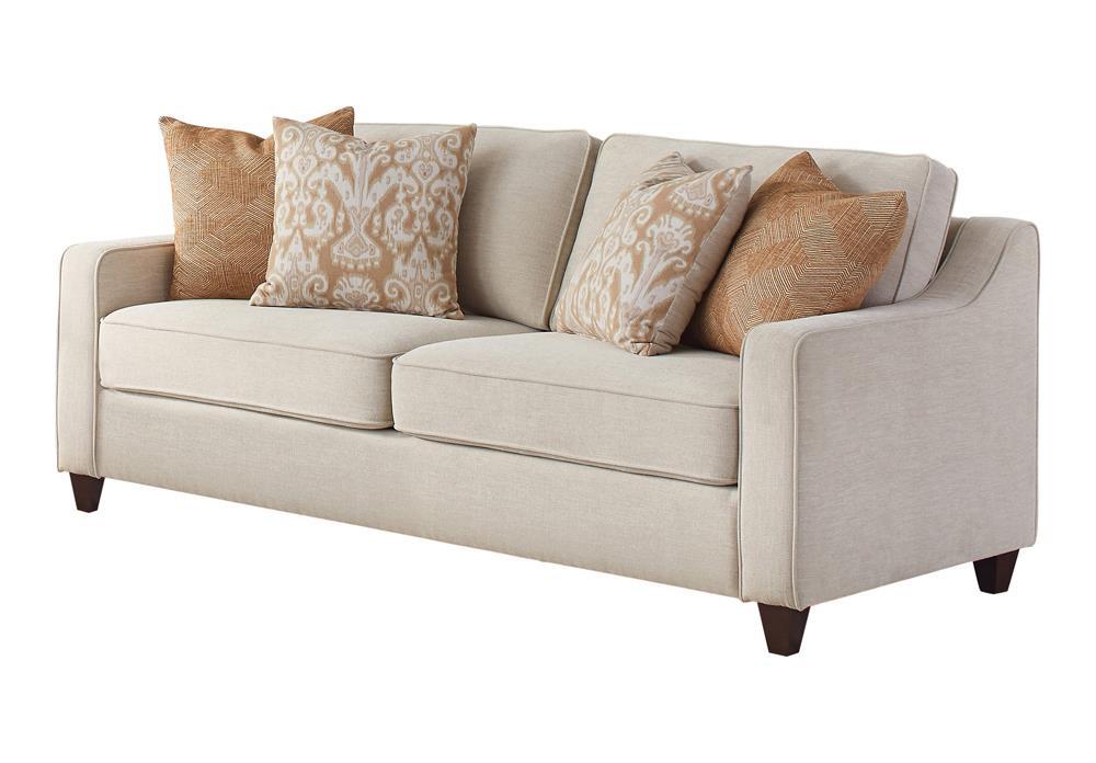Christine Upholstered Cushion Back Sofa Beige - Venta Furnishings (San Antonio,TX)