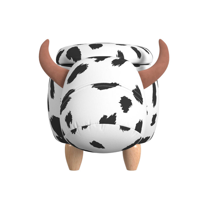 Cow Storage Stool in White and Black