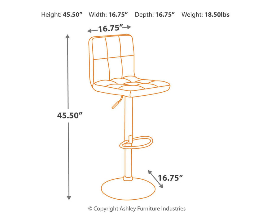 Bellatier Adjustable Height Bar Stool - Venta Furnishings (San Antonio,TX)
