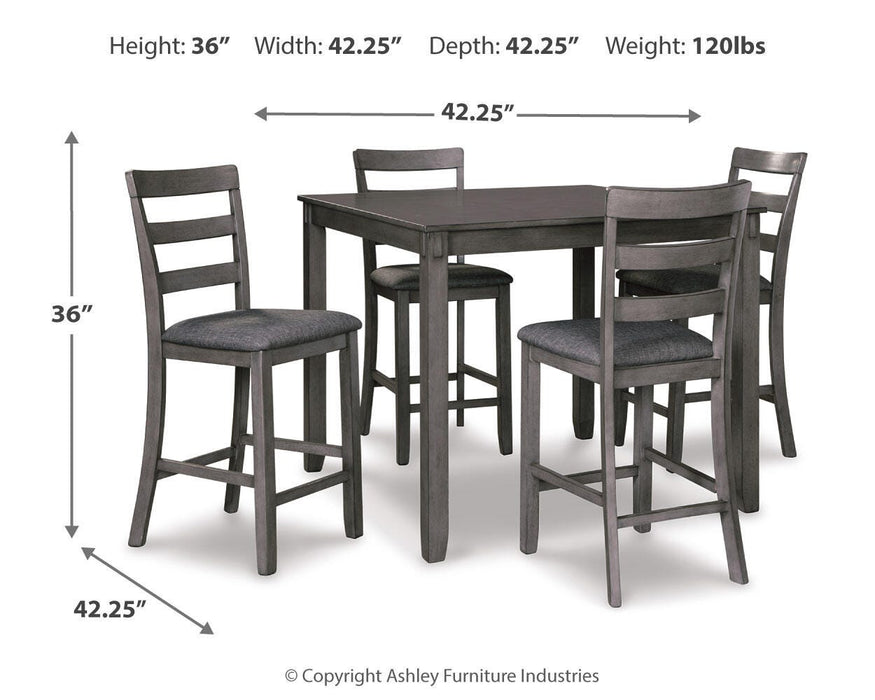Bridson Counter Height Dining Table and Bar Stools (Set of 5) - Venta Furnishings (San Antonio,TX)