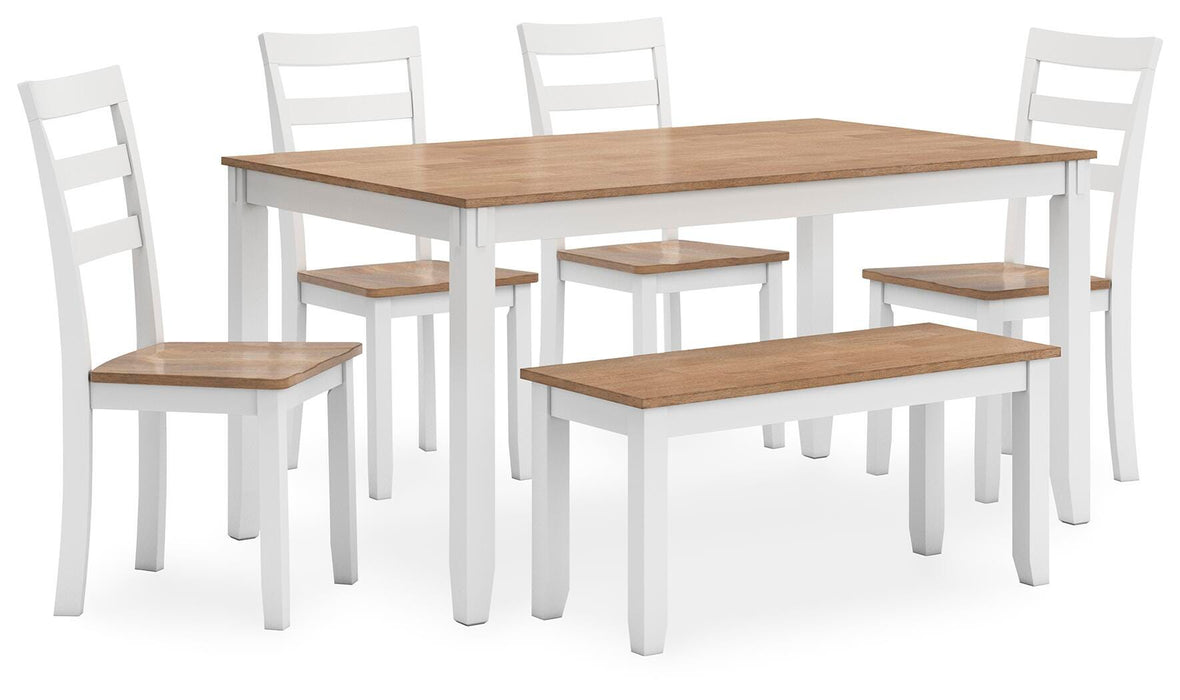 Gesthaven Dining Table with 4 Chairs and Bench (Set of 6) - Venta Furnishings (San Antonio,TX)