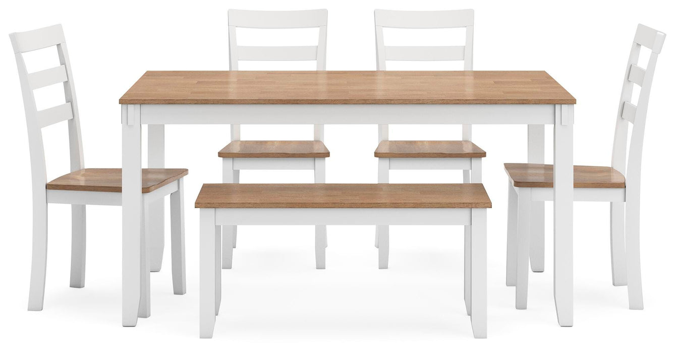 Gesthaven Dining Table with 4 Chairs and Bench (Set of 6) - Venta Furnishings (San Antonio,TX)