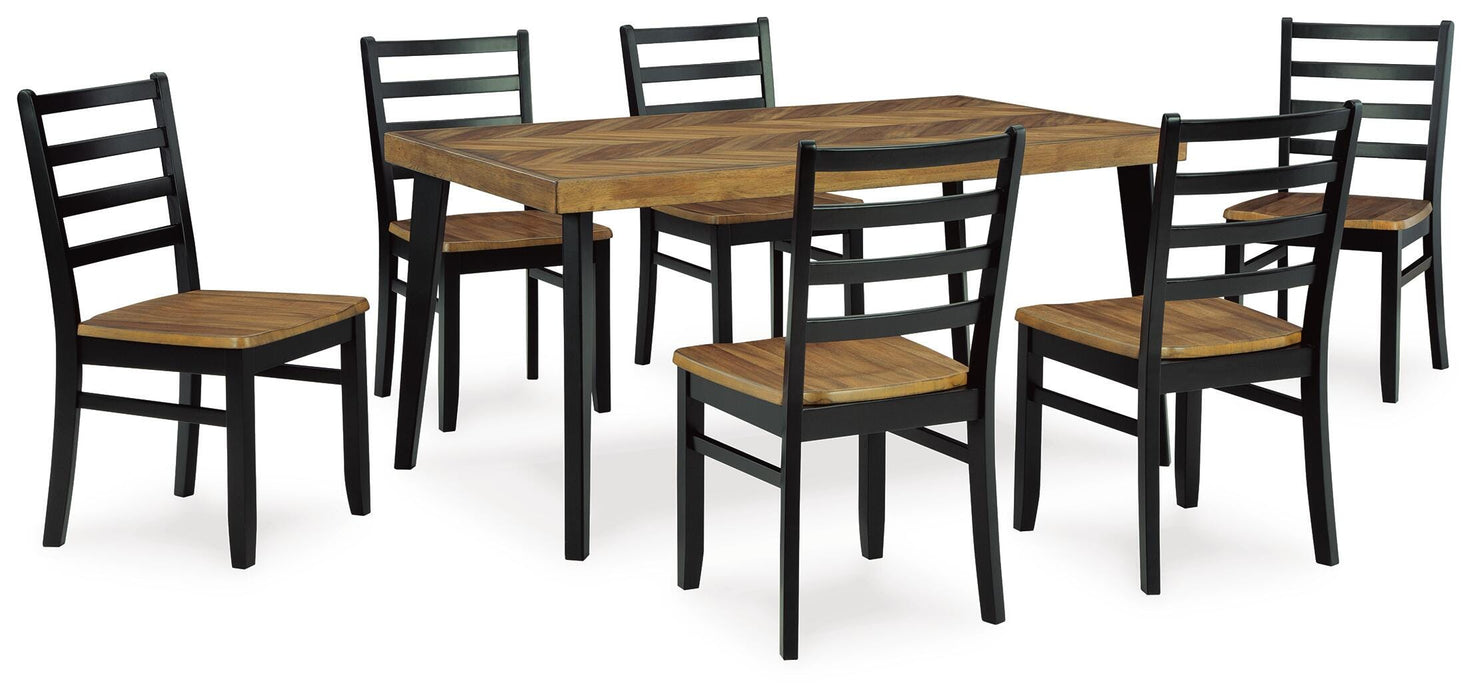 Blondon Dining Table and 6 Chairs (Set of 7) - Venta Furnishings (San Antonio,TX)