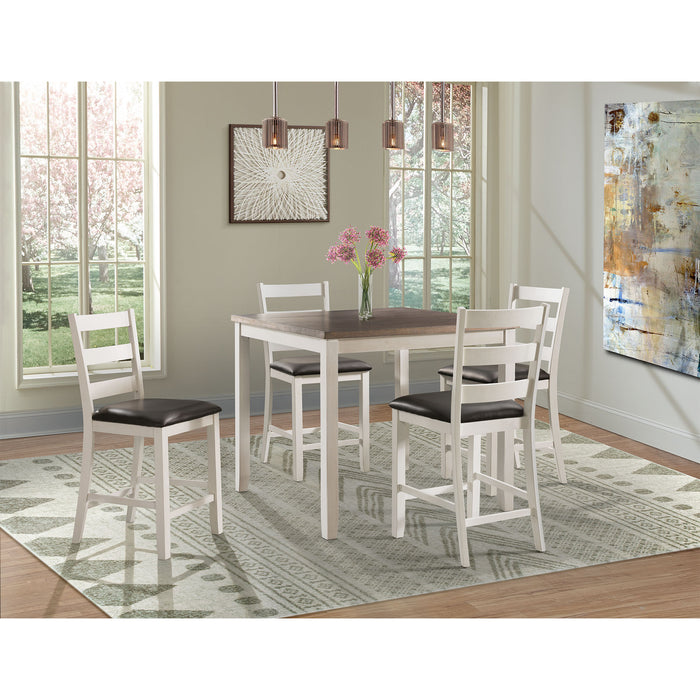 Martin 5pc Counter Set (Dark Brown Top - White Base) - Venta Furnishings (San Antonio,TX)