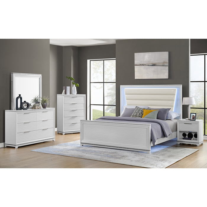 Denmark 1-Drawer Nightstand with Speaker and USB in White
