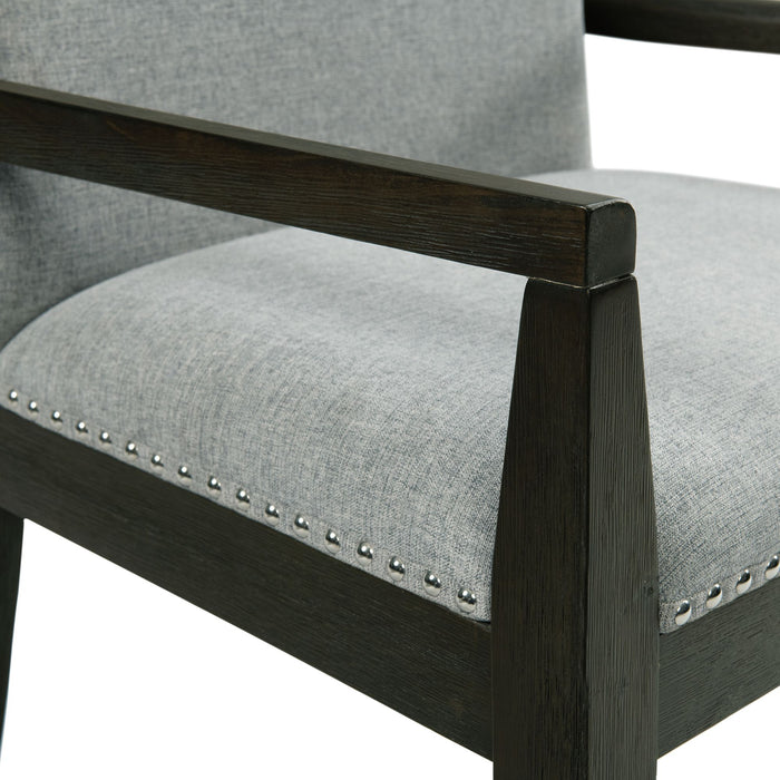 Donovan 7PC Standard Height Dining Set-Table, Four Side Chairs & Two Arm Chairs in Gray