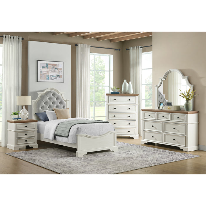 Eastwood Youth Dresser and Mirror Set in Brown and Off-White
