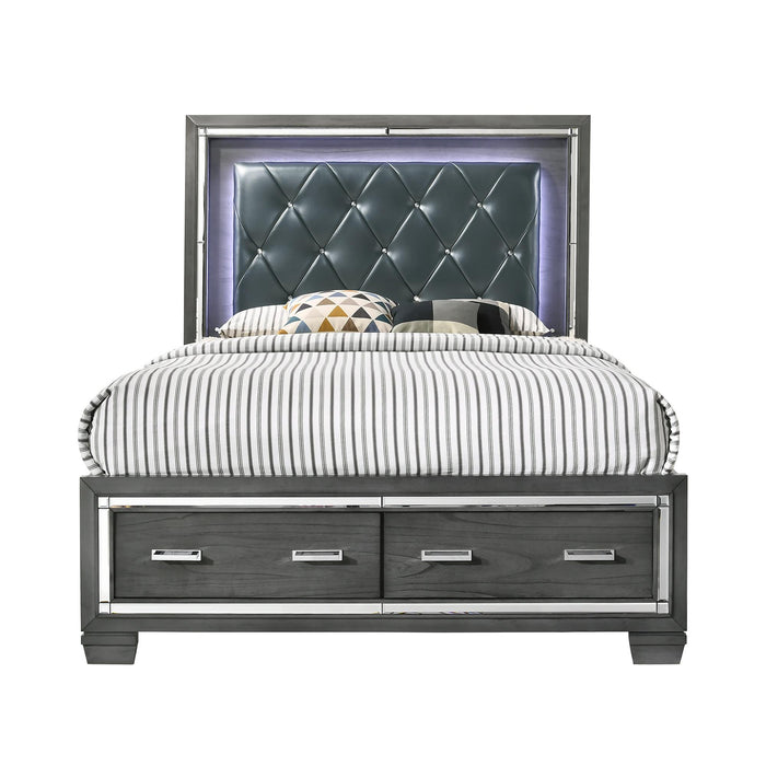 Titanium Queen Tufted Upholstered Storage Bed - Venta Furnishings (San Antonio,TX)