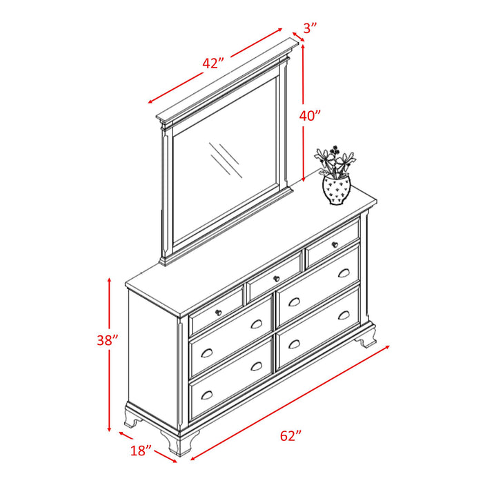 Canton Cherry Dresser & Mirror Set