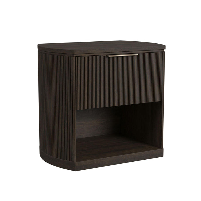 Sylvie 1-Drawer Nightstand with Touch Light in Dark Brown LED