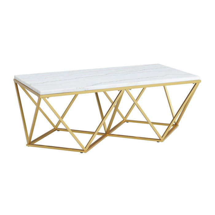 Riko Rectangular Coffee Table W/Gold Metal Leg