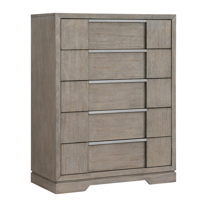 Kelis 5-Drawer Chest in Grey - Venta Furnishings (San Antonio,TX)