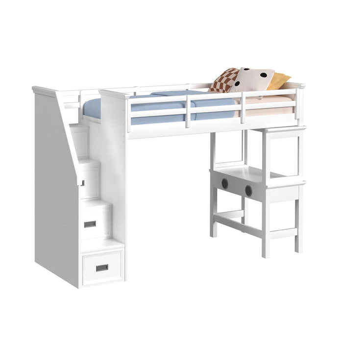 Hampton Kids Loft with Staircase and Desk with Speaker - Venta Furnishings (San Antonio,TX)
