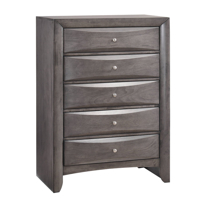 Emily Chest Grey 5Drawer (Sturdy) - Venta Furnishings (San Antonio,TX)