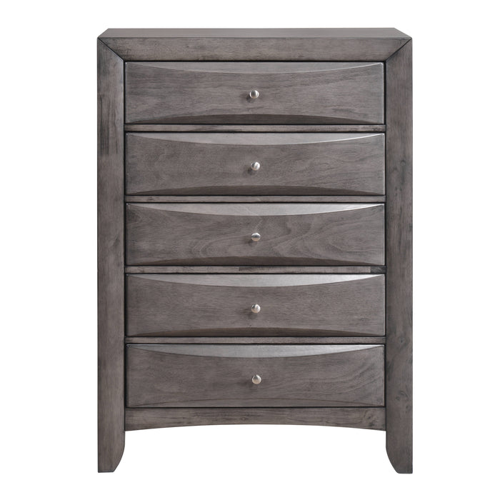Emily Chest Grey 5Drawer (Sturdy) - Venta Furnishings (San Antonio,TX)