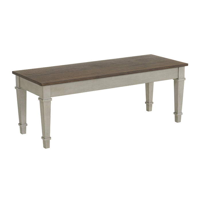 Farmington Standard Height Dining Set in Medium Brown and Washed Stone-Rectangular Table and Four Chairs