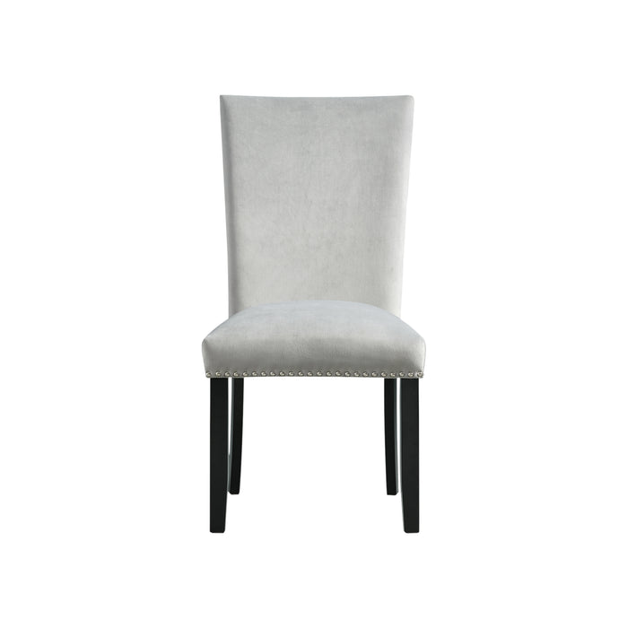 Francesca Rectangular Dining Grey Velvet Side Chair W/ Nailhead Trim (2 Per Pack) - Venta Furnishings (San Antonio,TX)