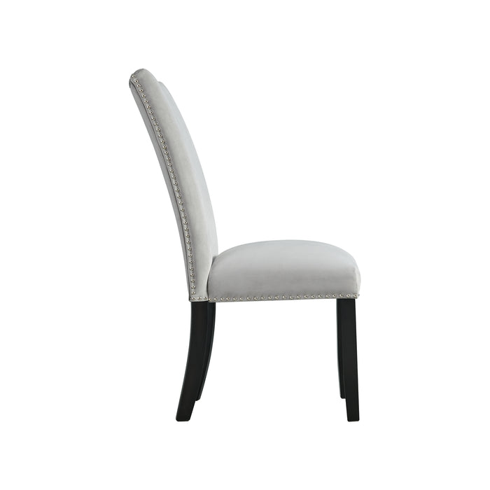 Francesca Rectangular Dining Grey Velvet Side Chair W/ Nailhead Trim (2 Per Pack) - Venta Furnishings (San Antonio,TX)