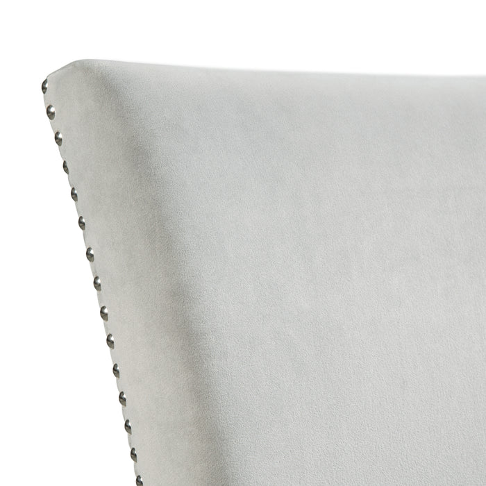 Francesca Rectangular Dining Grey Velvet Side Chair W/ Nailhead Trim (2 Per Pack) - Venta Furnishings (San Antonio,TX)