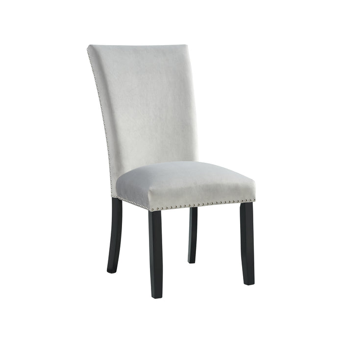 Francesca Rectangular Dining Grey Velvet Side Chair W/ Nailhead Trim (2 Per Pack) - Venta Furnishings (San Antonio,TX)