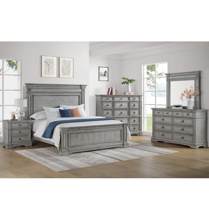 Glenmore Dresser and Mirror Set in Aged Grey