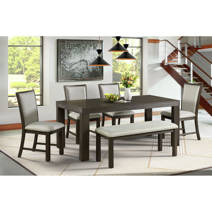 Grady 6PC Dining Set (72" Table + 4 Chairs + Bench) in Brown