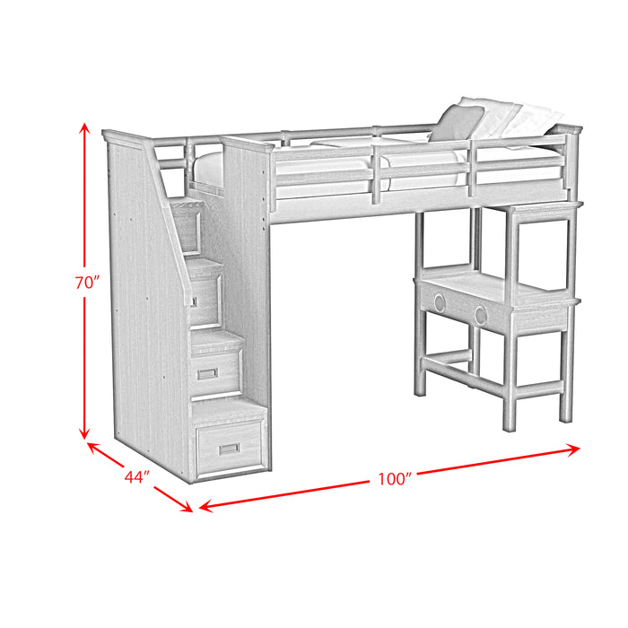 Hampton Kids Loft with Staircase and Desk with Speaker Bedroom Set - Venta Furnishings (San Antonio,TX)