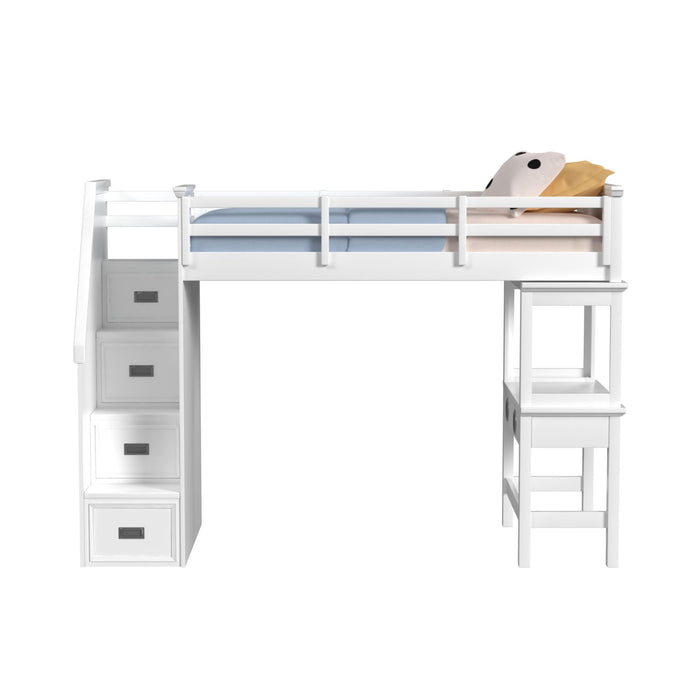 Hampton Kids Loft with Staircase and Desk with Speaker - Venta Furnishings (San Antonio,TX)
