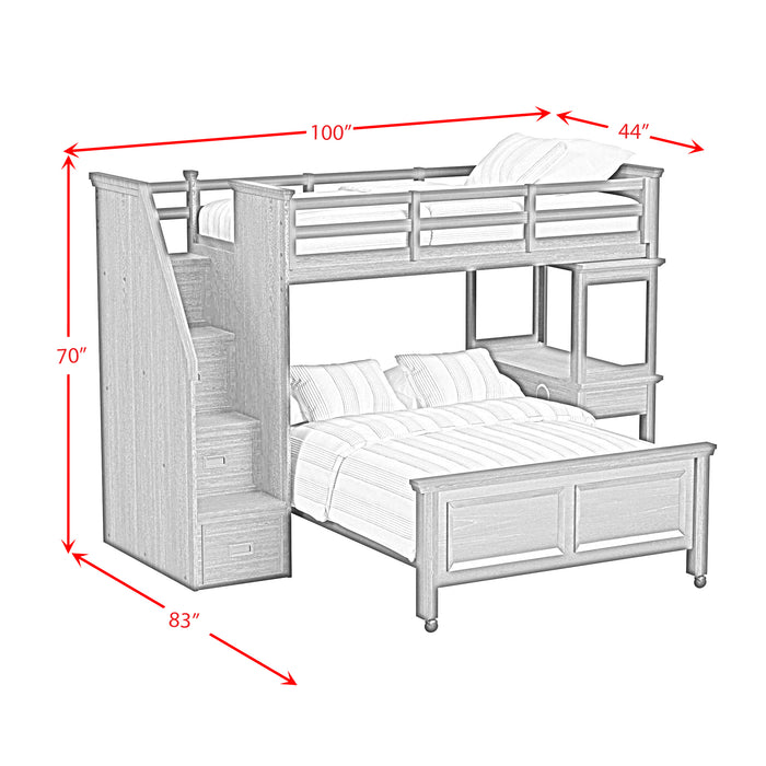 Hampton Kids Over Loft with Staircase and Desk with Speaker Bedroom Set