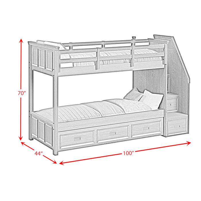 Hampton Kids Over Bunk with Staircase and Trundle Bedroom Set - Venta Furnishings (San Antonio,TX)