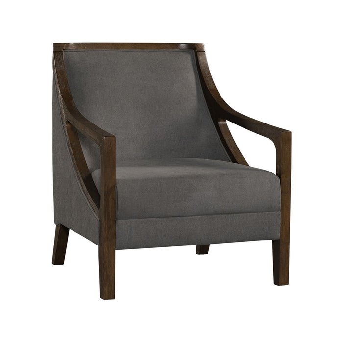 Hopkins Chair w/Brown Arm Columbia Charcoal