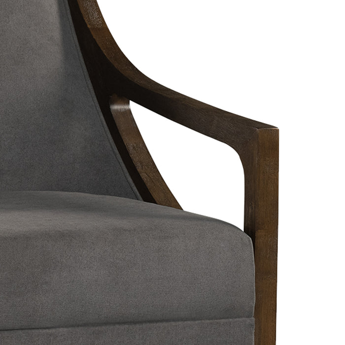 Hopkins Chair w/Brown Arm Columbia Charcoal