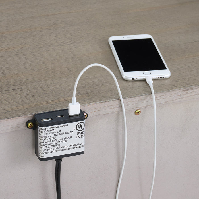 Kelis 3-Drawer Nightstand with USB in Grey