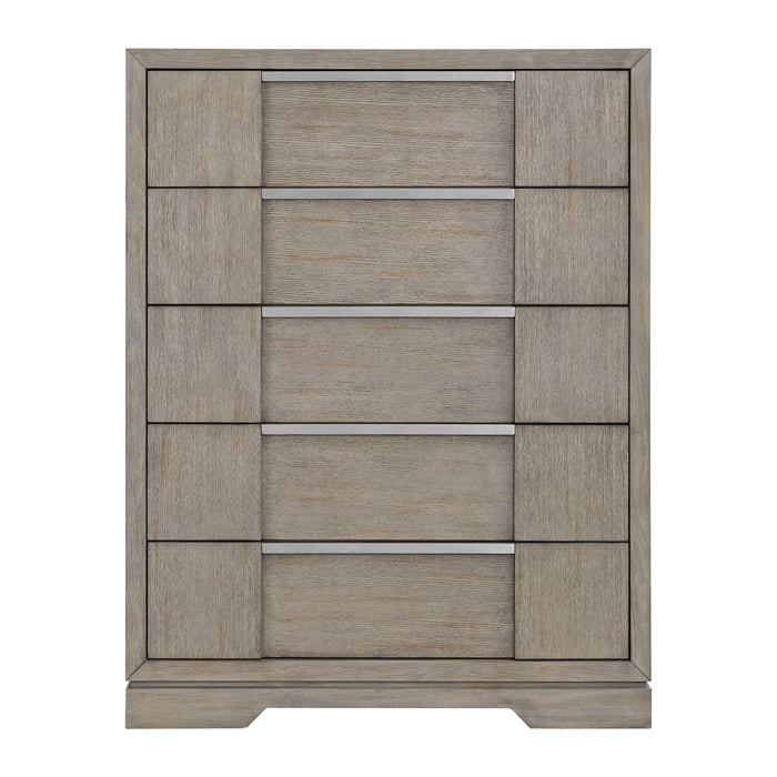 Kelis 5-Drawer Chest in Grey - Venta Furnishings (San Antonio,TX)