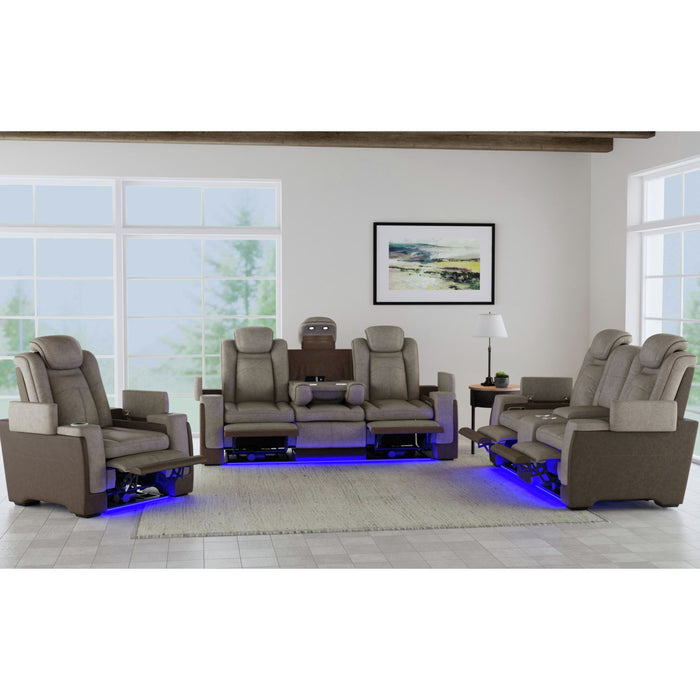 Lantana Power Motion Recliner with Power Headrest, Led ,wireless charger and cup holder in Rocky Grey/Brown