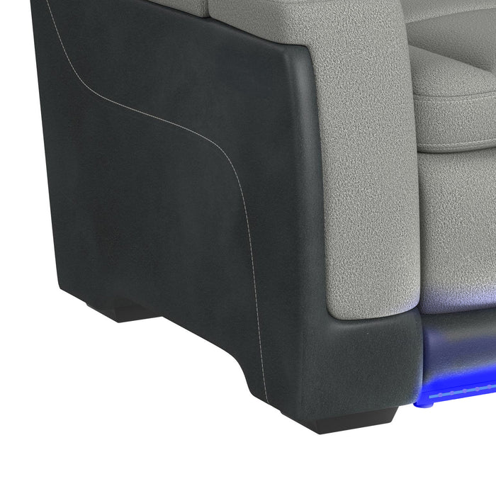 Lantana Power Motion Recliner with Power Headrest, Led, wireless charger and Cup holder in Rocky Cement/Charcoal