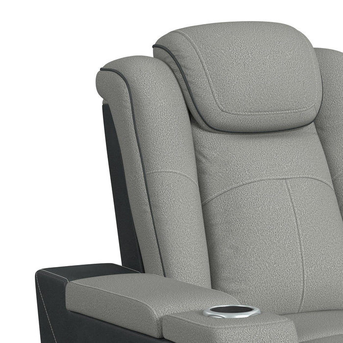 Lantana Power Motion Recliner with Power Headrest, Led, wireless charger and Cup holder in Rocky Cement/Charcoal
