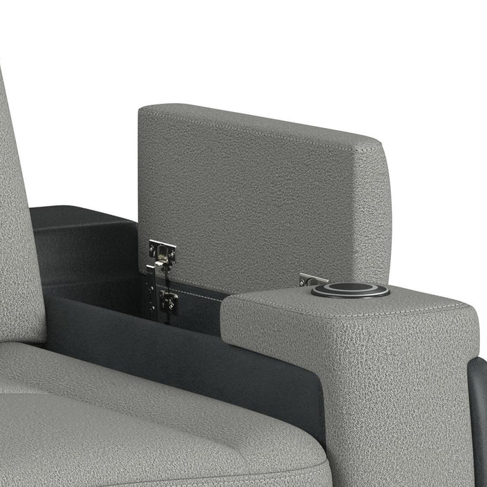 Lantana Power Motion Recliner with Power Headrest, Led, wireless charger and Cup holder in Rocky Cement/Charcoal