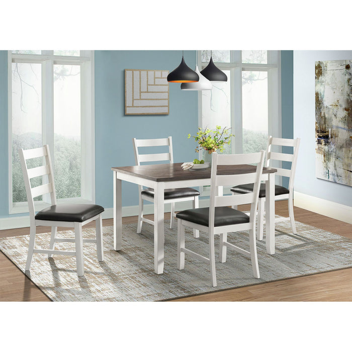 Martin 5 Pc Dining set (Dark Brown Top - White Base) - Venta Furnishings (San Antonio,TX)
