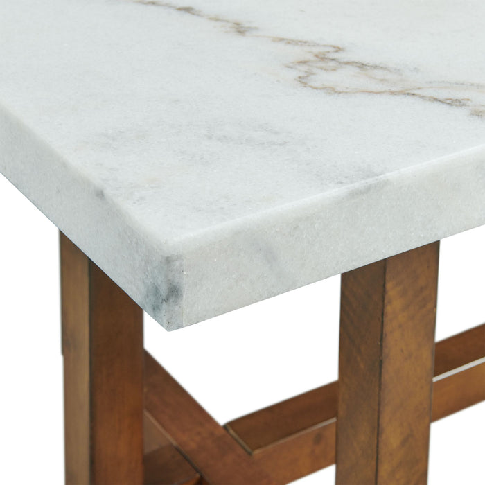 Morris Coffee Table in Espresso W/White Marble Top (3A Packing)