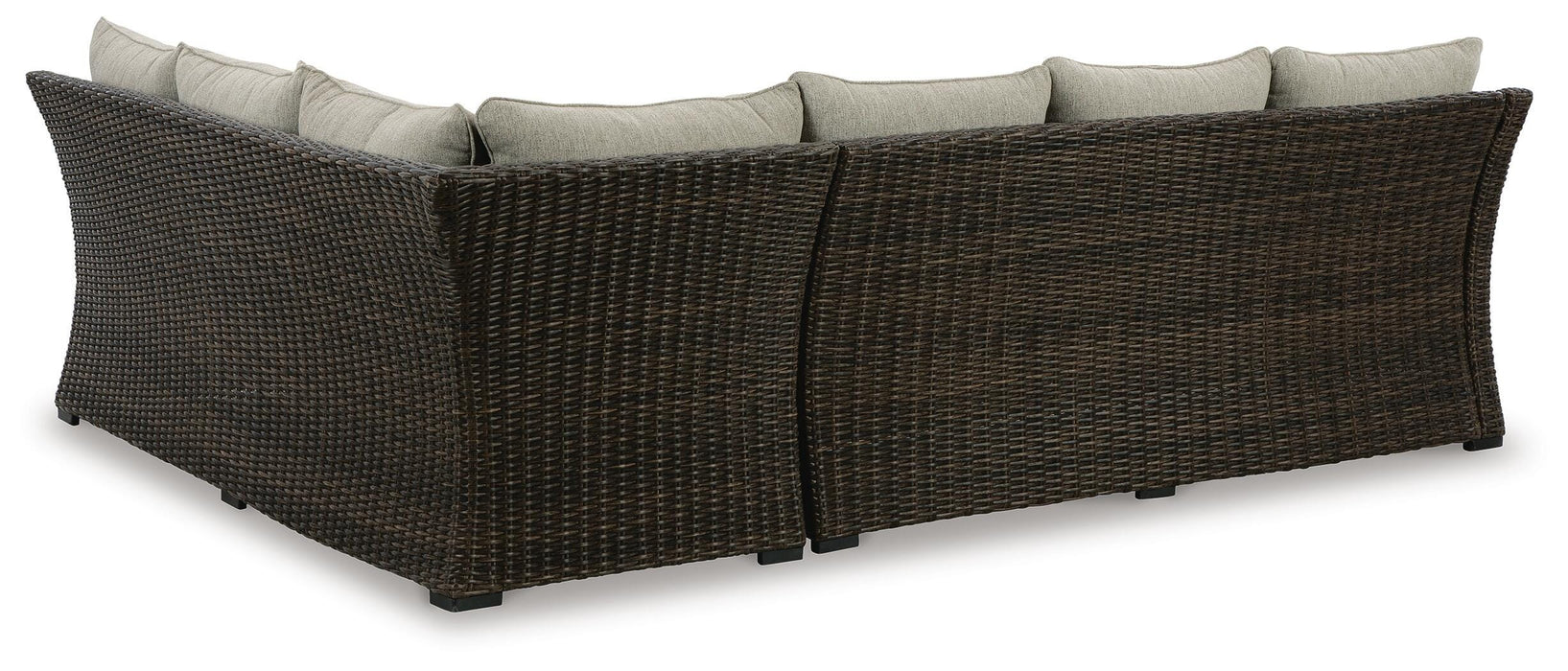 Brook Ranch Outdoor Sofa Sectional/Bench with Cushion (Set of 3) - Venta Furnishings (San Antonio,TX)