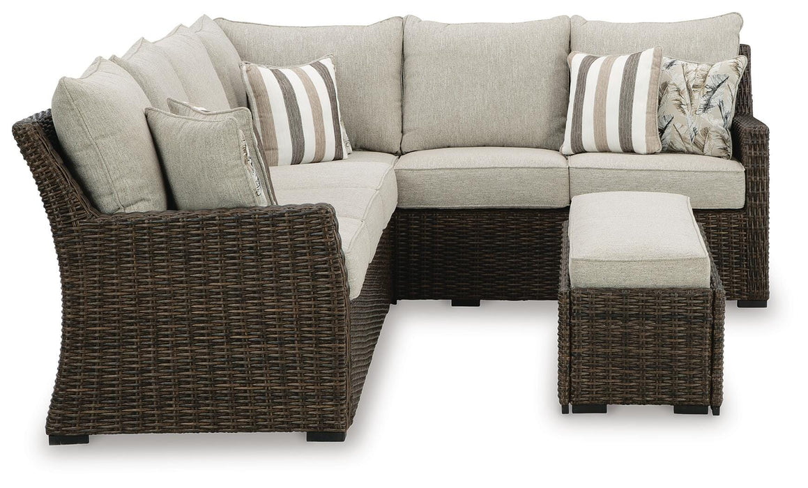 Brook Ranch Outdoor Sofa Sectional/Bench with Cushion (Set of 3) - Venta Furnishings (San Antonio,TX)