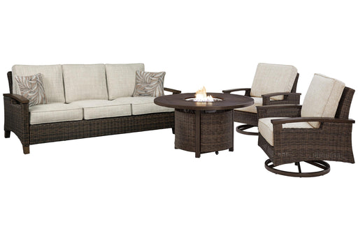 Paradise Trail Outdoor Sofa, Lounge Chairs and Fire Pit Table - Venta Furnishings (San Antonio,TX)