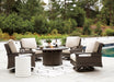 Paradise Trail Paradise Trail Fire Pit Table with 4 Nuvella Swivel Lounge Chairs - Venta Furnishings (San Antonio,TX)