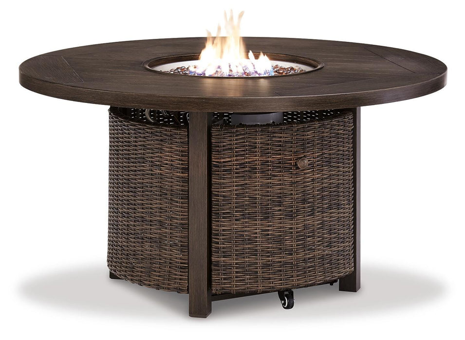 Paradise Trail Paradise Trail Fire Pit Table with 4 Nuvella Swivel Lounge Chairs - Venta Furnishings (San Antonio,TX)