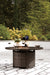 Paradise Trail Paradise Trail Fire Pit Table with 4 Nuvella Swivel Lounge Chairs - Venta Furnishings (San Antonio,TX)