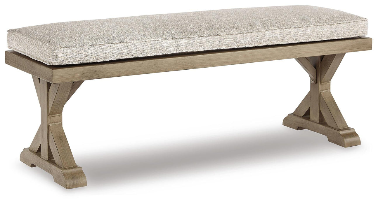 Beachcroft Outdoor Bench with Cushion - Venta Furnishings (San Antonio,TX)