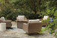Beachcroft Beachcroft Fire Pit Table with Four Nuvella Swivel Lounge Chairs - Venta Furnishings (San Antonio,TX)